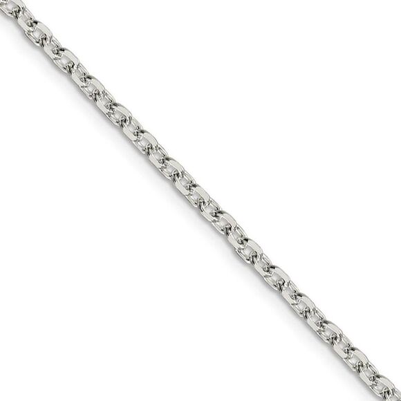 2.75mm Sterling Silver Solid Diamond Cut Cable Chain Necklace 24 Inch